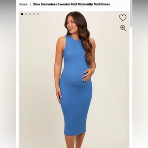 Pinkblush maternity blue sweater dress.